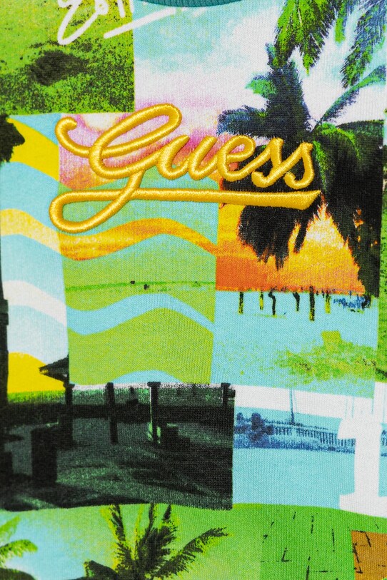 CHLAPEC Dětská bavlněná mikina Guess N5GQ05.KA6R4.PPYA tyrkysová