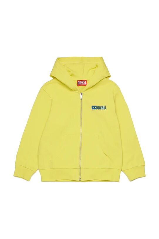 Дитяча бавовняна кофта Diesel SVOUGZIP OVER SWEAT-SHIRT з капюшоном жовтий J02039