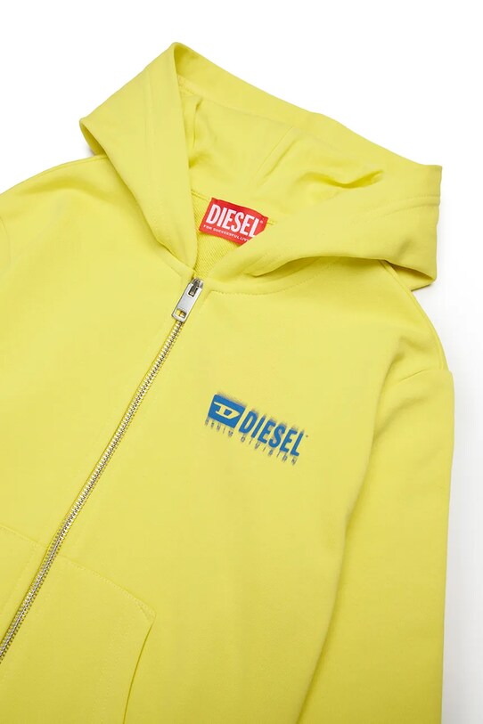 Хлопчик Дитяча бавовняна кофта Diesel SVOUGZIP OVER SWEAT-SHIRT J02039 жовтий