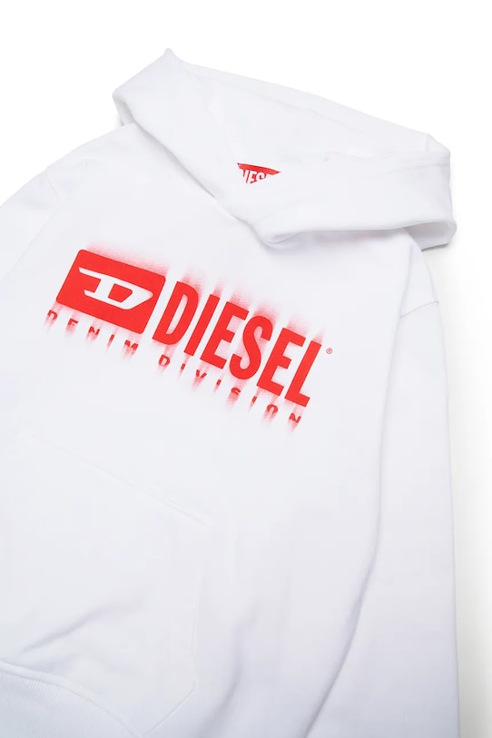 Băieți Diesel hanorac de bumbac pentru copii SGINNHOODL5 OVER SWEAT-SHIRT J02042 alb