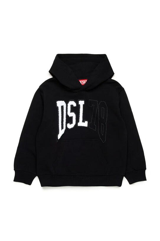 Дитяча бавовняна кофта Diesel SBOXTHOOD OVER SWEAT-SHIRT бавовна чорний J02226