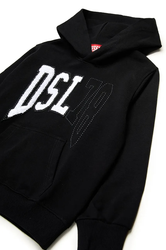 Хлопчик Дитяча бавовняна кофта Diesel SBOXTHOOD OVER SWEAT-SHIRT J02226 чорний
