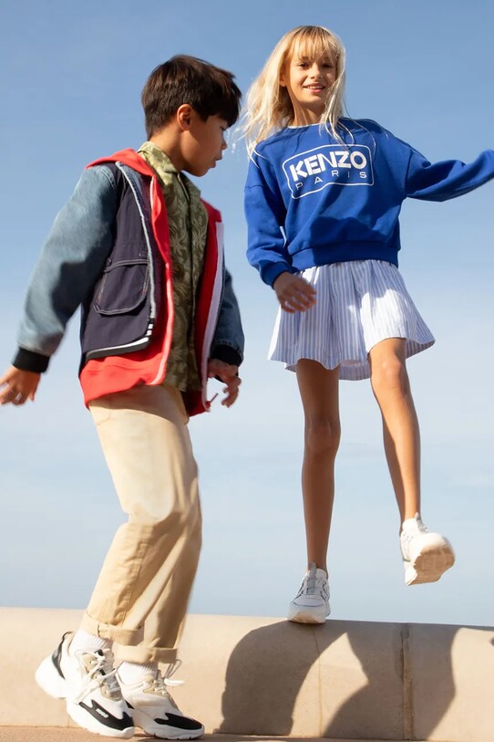 Παιδική βαμβακερή μπλούζα Kenzo Kids K61133.162 μπλε