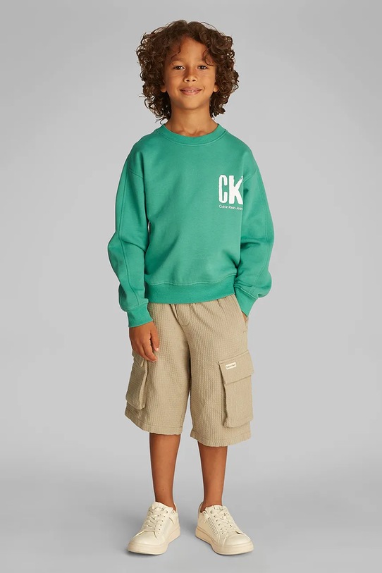 Calvin Klein Jeans bluza bawełniana dziecięca zielony IB0IB02462.128.176.PPYA