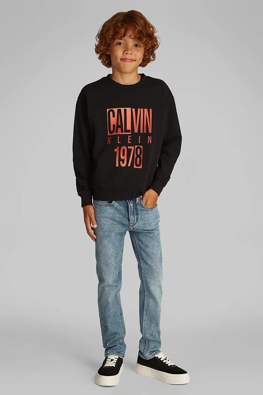 Calvin Klein Jeans gyerek melegítőfelső pamutból IB0IB02463.PPYA fekete