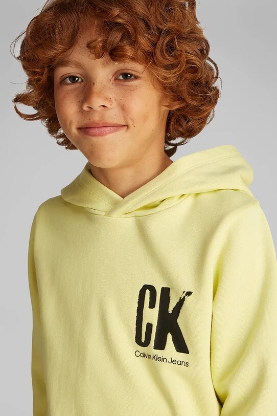 Calvin Klein Jeans gyerek melegítőfelső pamutból IB0IB02469.128.176.PPYA sárga