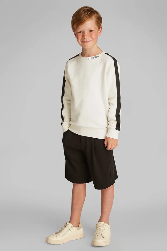 Detská mikina Calvin Klein Jeans s elastanom béžová IB0IB02471.PPYA