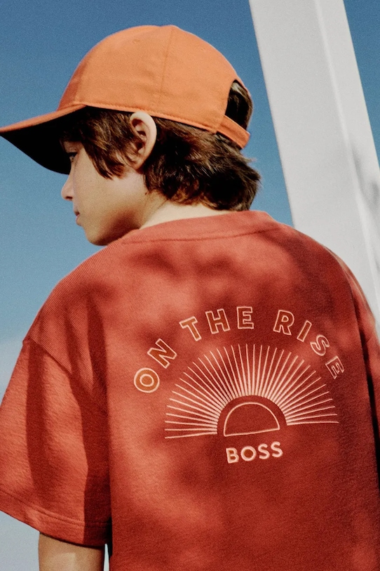 Детская хлопковая футболка BOSS хлопок оранжевый J52029.162.174