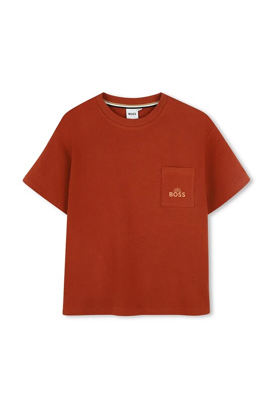 Детская хлопковая футболка BOSS J52029.162.174 оранжевый SS25