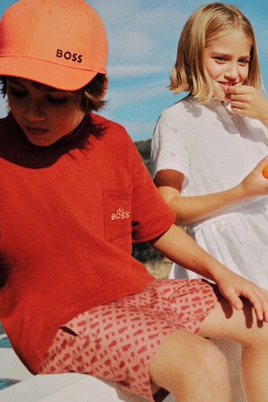 Детская хлопковая футболка BOSS J52029.162.174 оранжевый