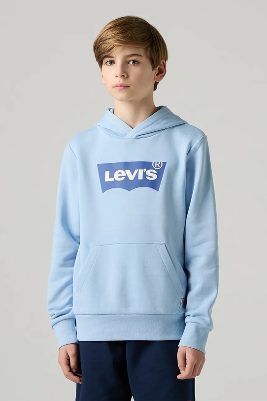 Levi's bluza dziecięca BATWING PULLOVER HOODIE z kapturem niebieski 9EE910