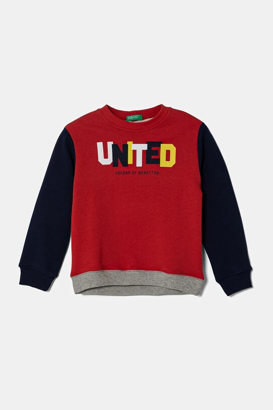 Detská bavlnená mikina United Colors of Benetton bavlna červená 3J70G10HW.P.Seasonal
