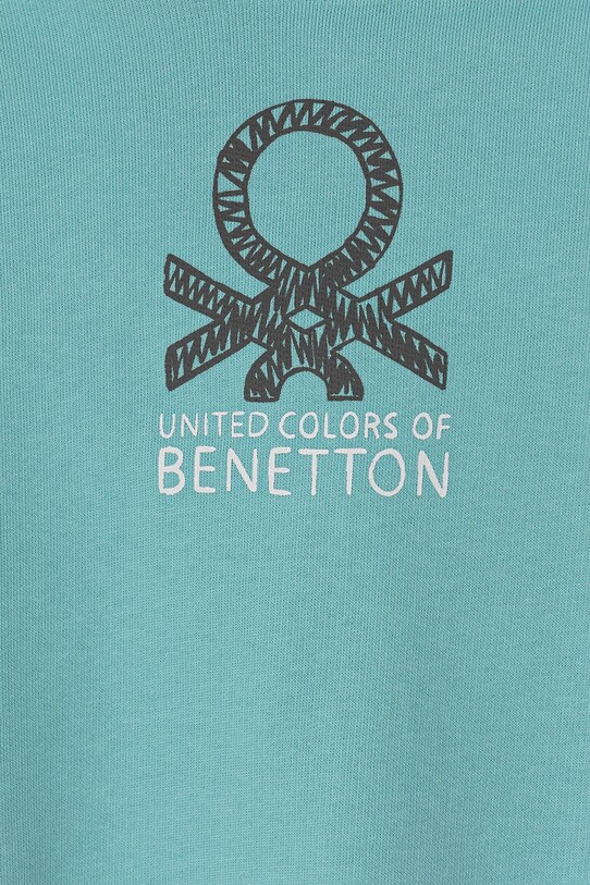 Băieți United Colors of Benetton hanorac de bumbac pentru copii 3J70G10HW.P.Seasonal turcoaz
