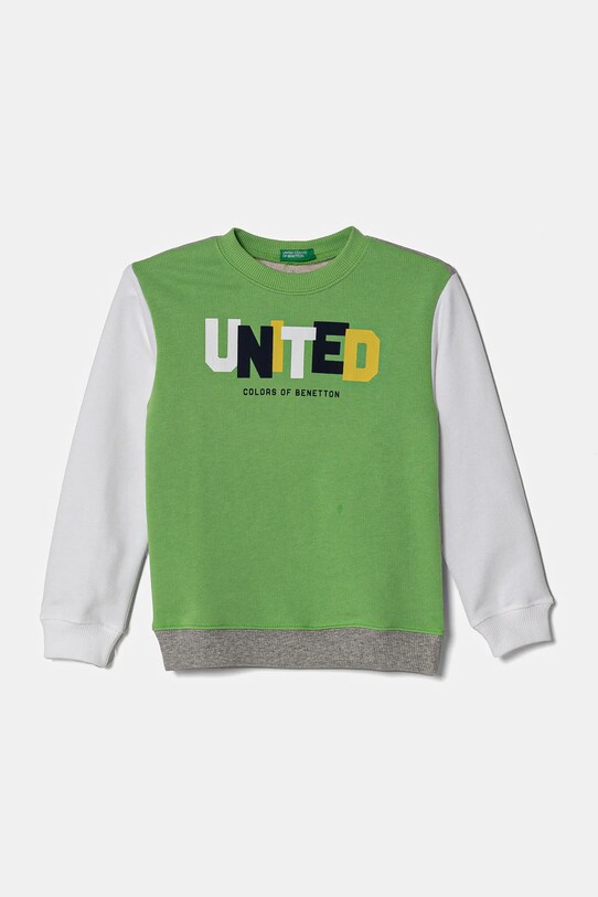 Detská bavlnená mikina United Colors of Benetton bavlna zelená 3J70G10HW.P.Seasonal
