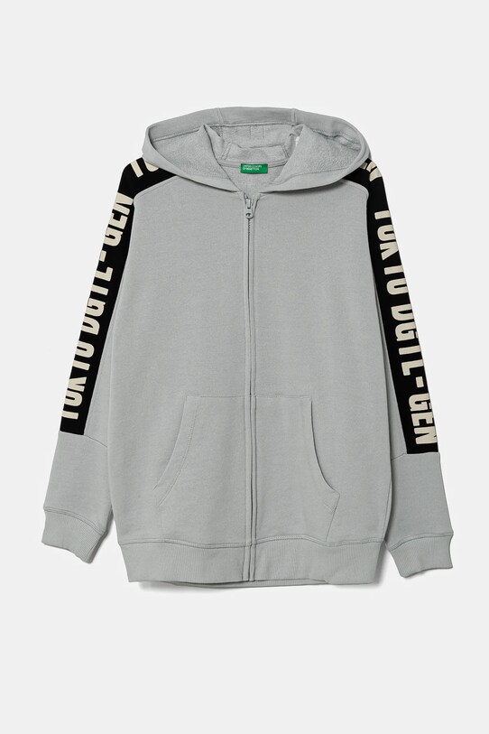 Παιδική βαμβακερή μπλούζα United Colors of Benetton στάμπα γκρί 3J68C504R.G.Seasonal