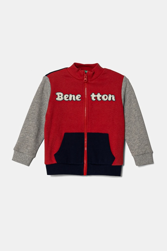 Παιδική βαμβακερή μπλούζα United Colors of Benetton χωρίς κουκούλα κόκκινο 3J70G503M.P.Seasonal