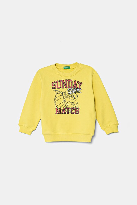 United Colors of Benetton bluza bawełniana dziecięca nadruk żółty 3UNIG10II.P.Seasonal