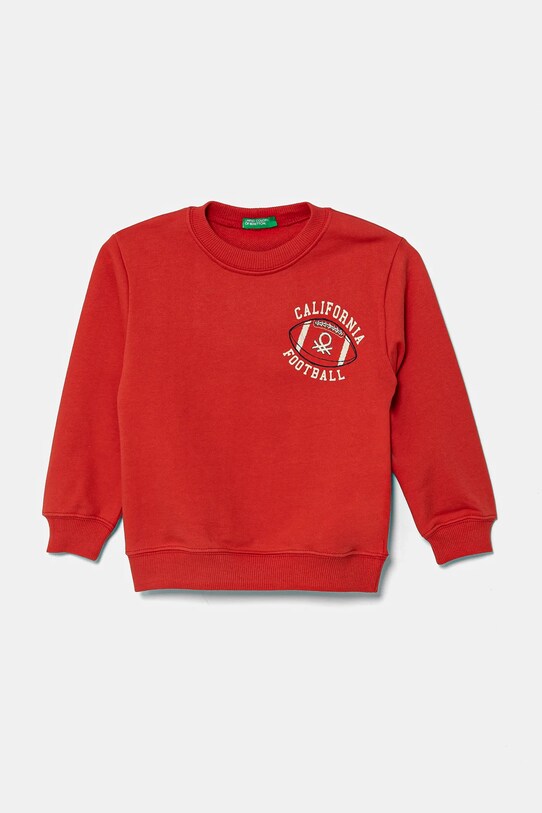 United Colors of Benetton bluza bawełniana dziecięca nadruk czerwony 3UNIG10II.P.Seasonal
