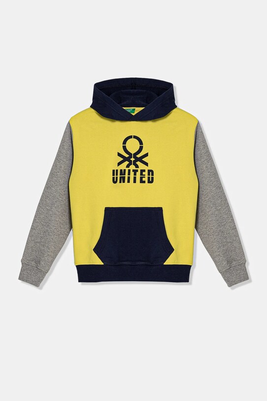 Detská bavlnená mikina United Colors of Benetton bavlna žltá 3UNIC204R.G.Seasonal