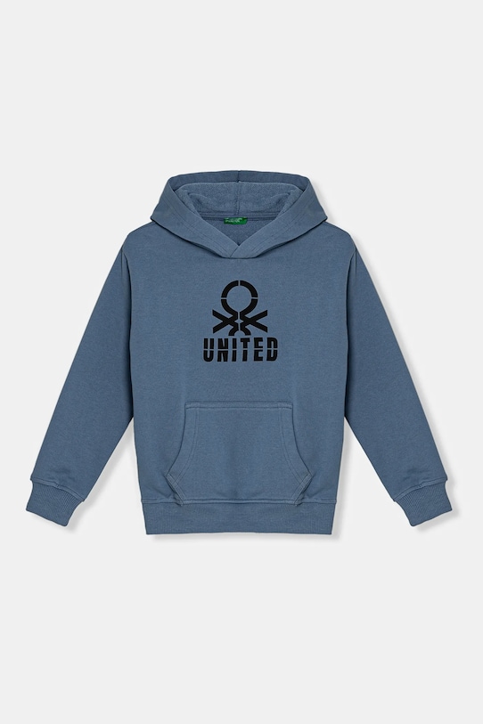 Дитяча бавовняна кофта United Colors of Benetton з капюшоном блакитний 3UNIC204R.G.Seasonal