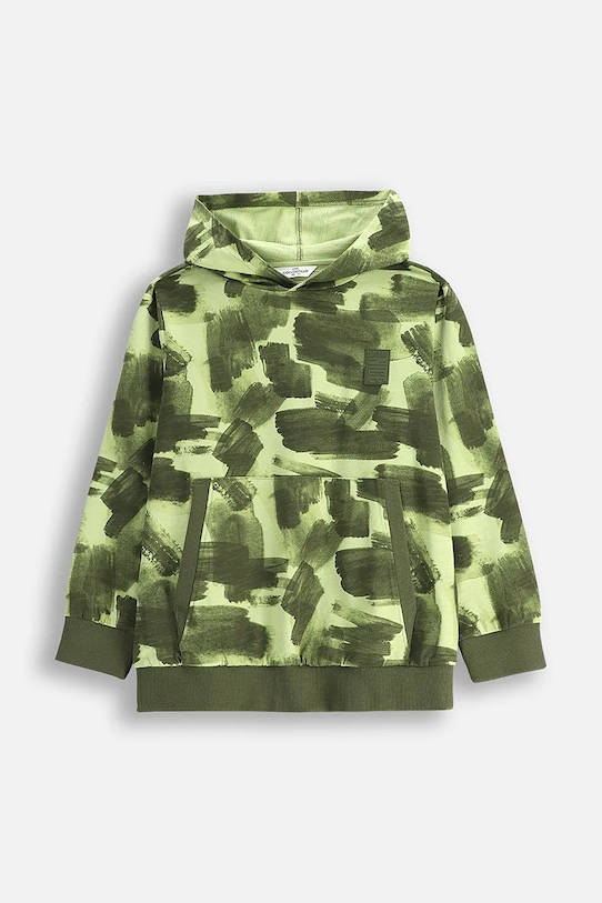 Coccodrillo bluza bawełniana dziecięca z kapturem zielony WC5132302VBA