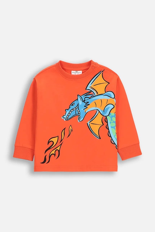 Coccodrillo bluza bawełniana dziecięca nadruk pomarańczowy WC5143101DBK