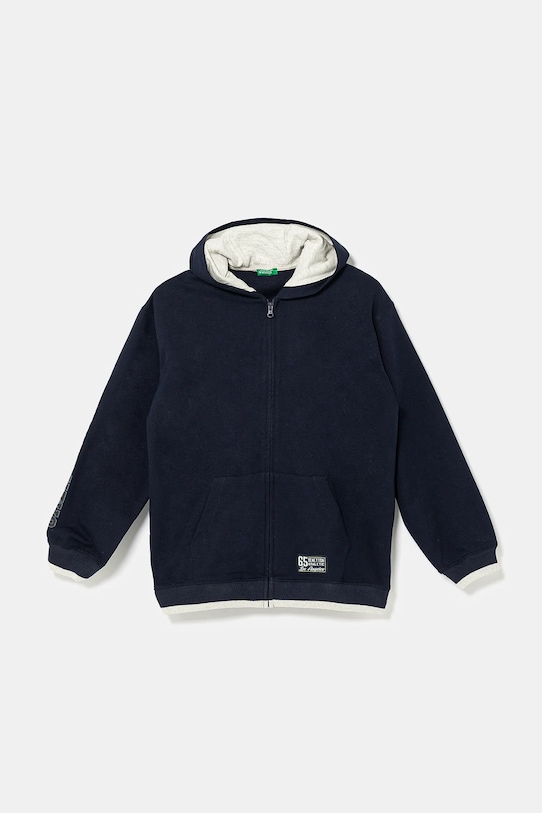 Dječja pamučna dukserica United Colors of Benetton natpis mornarsko plava 3BC1C504U.G.Seasonal