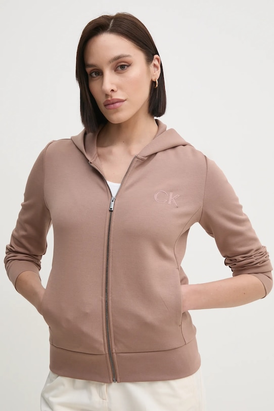 Mikina Calvin Klein s kapucňou hnedá K20K207955
