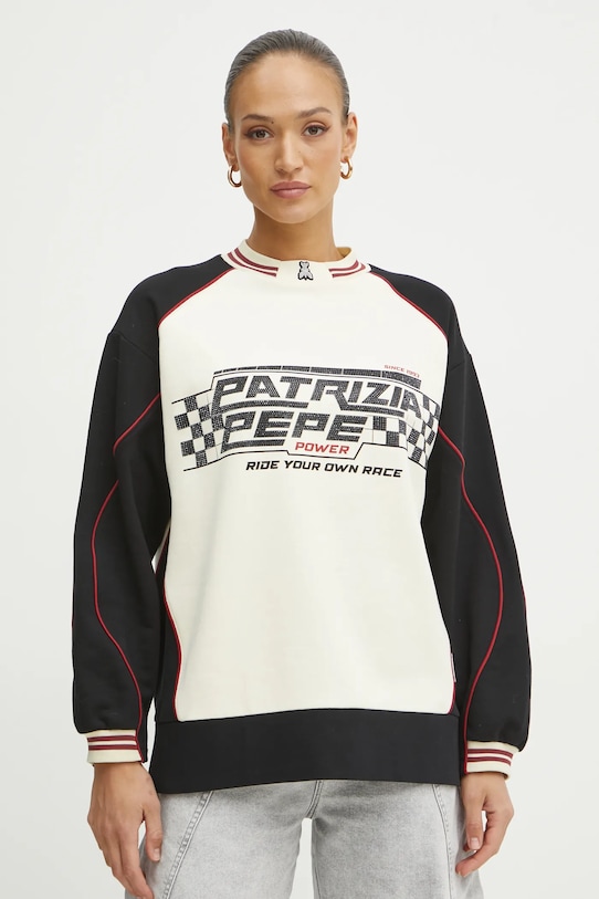 Patrizia Pepe hanorac de bumbac imprimeu bej 8M1672.J079