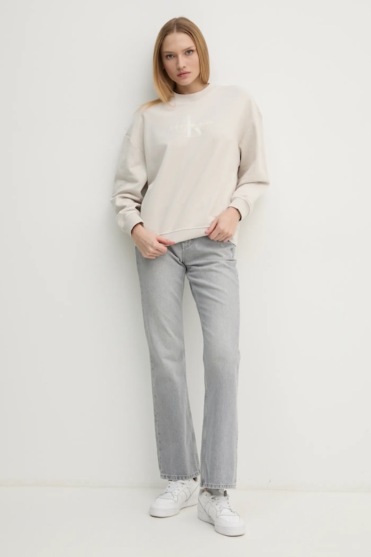 Calvin Klein Jeans hanorac de bumbac J20J224724 bej SS25