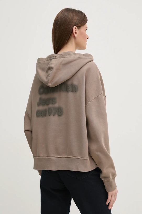 Oblečení Bavlněná mikina Calvin Klein Jeans J20J224733 hnědá