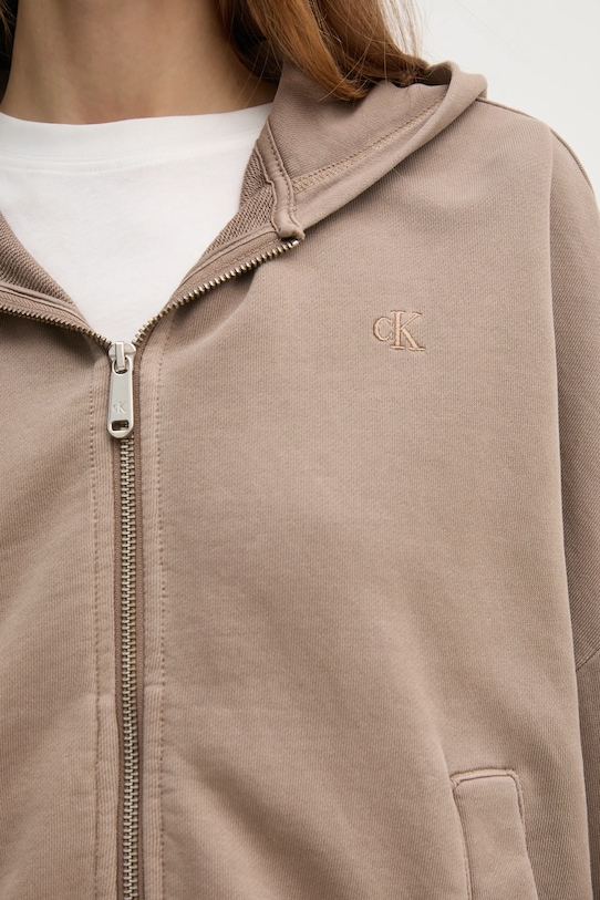 Bavlněná mikina Calvin Klein Jeans J20J224733 hnědá