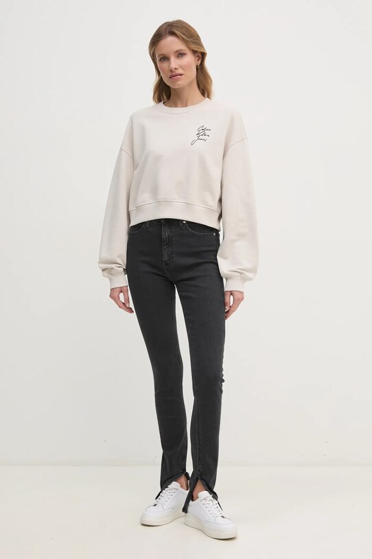 Calvin Klein Jeans bluza bawełniana J20J224743 beżowy SS25