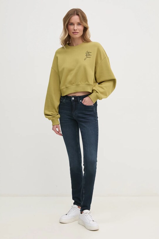 Calvin Klein Jeans bluza bawełniana J20J224743 zielony SS25