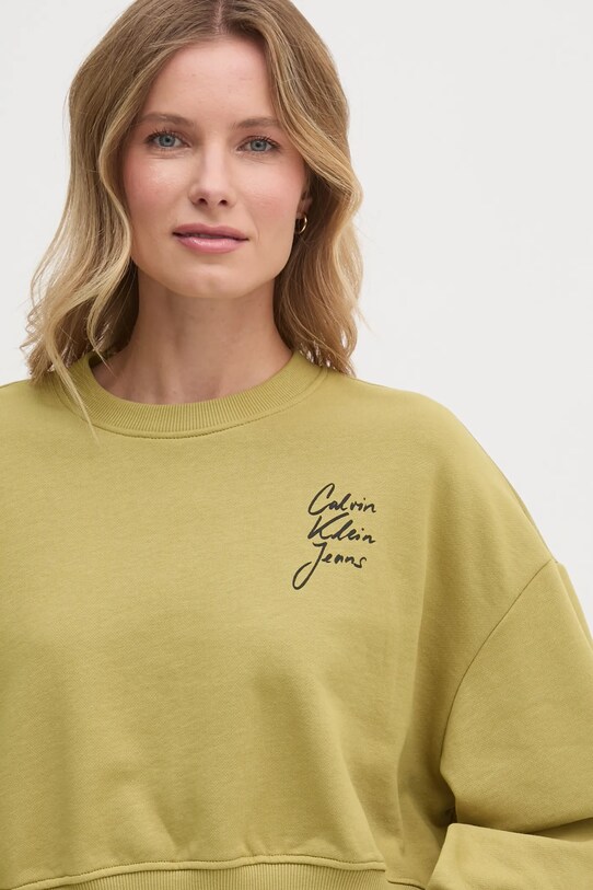 Calvin Klein Jeans bluza bawełniana zielony J20J224743
