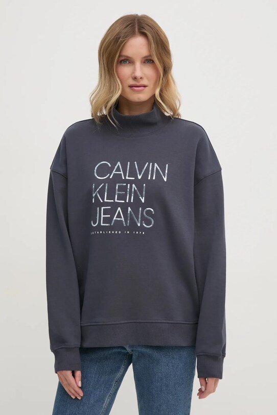 Бавовняна кофта Calvin Klein Jeans сірий J20J225082