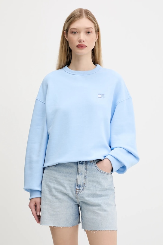 Bavlněná mikina Tommy Jeans modrá DW0DW19408