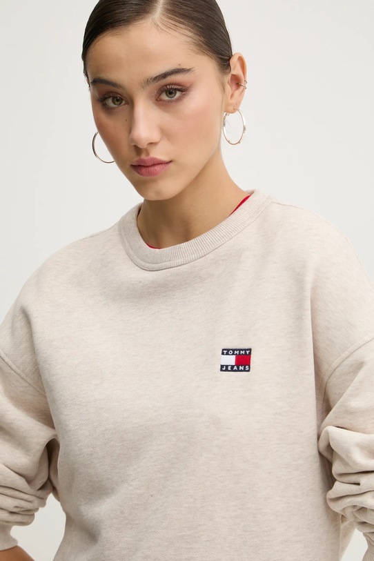 Pamučna dukserica Tommy Jeans bež DW0DW19408