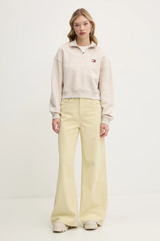 Bavlněná mikina Tommy Jeans DW0DW19410 béžová SS25