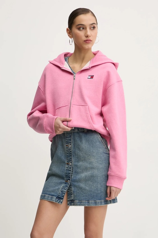 Tommy Jeans bluza bawełniana bawełna różowy DW0DW19412