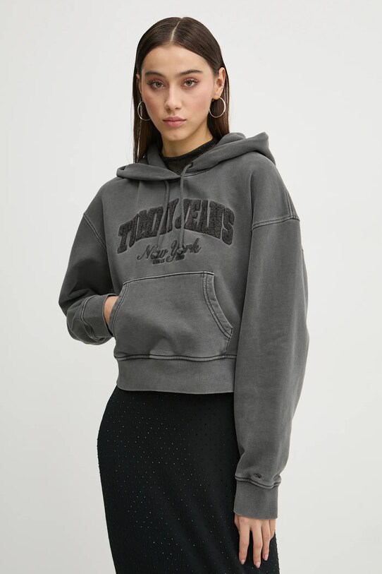 Βαμβακερή μπλούζα Tommy Jeans γκρί DW0DW19413