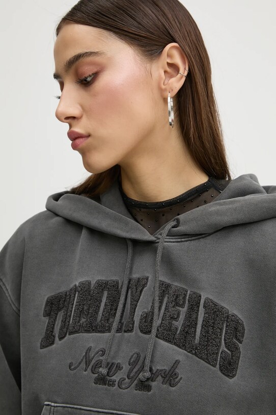 Βαμβακερή μπλούζα Tommy Jeans DW0DW19413 γκρί