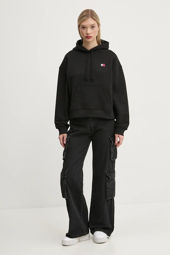 Tommy Jeans hanorac de bumbac DW0DW19414 negru SS25