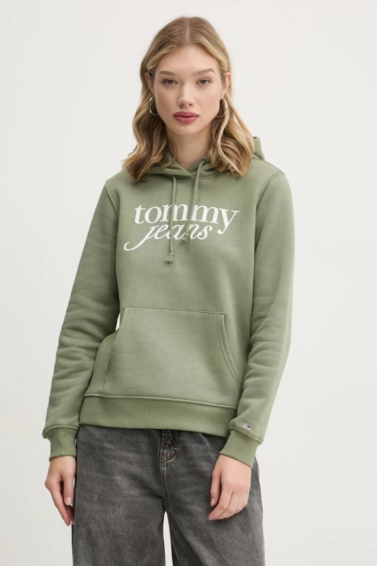 Mikina Tommy Jeans s kapucňou zelená DW0DW20170