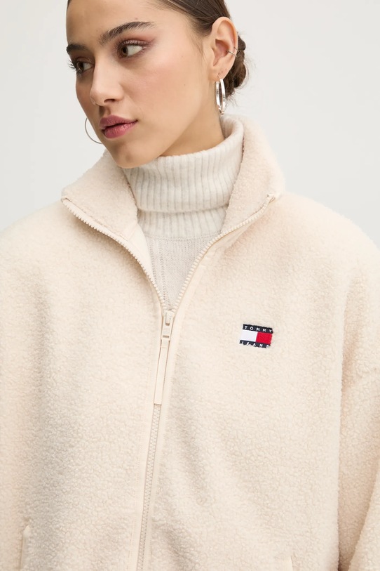 Dukserica od flisa Tommy Jeans bež DW0DW20174