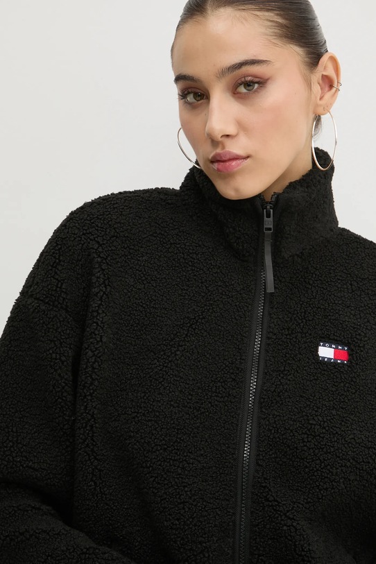 Tommy Jeans hanorac fleece negru DW0DW20174