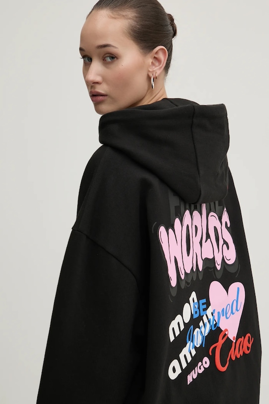 HUGO Blue bluza bawełniana nadruk czarny 50533959