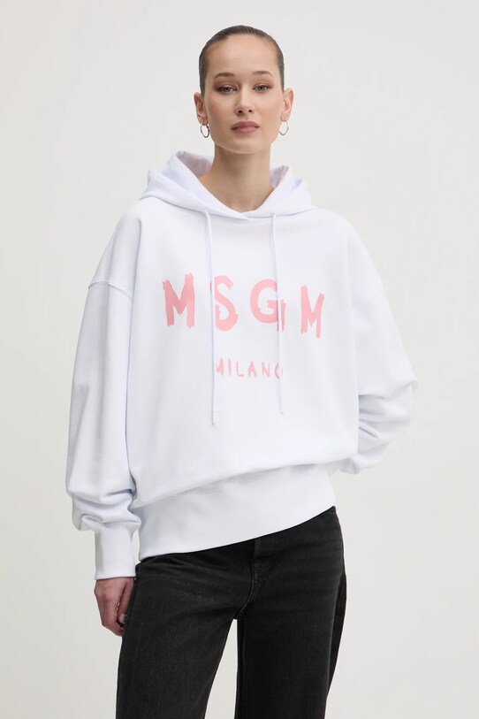Хлопковая кофта MSGM с капюшоном белый 3841MDM515.257000