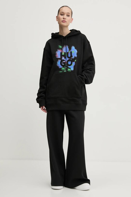 Хлопковая кофта HUGO 50534047 чёрный SS25