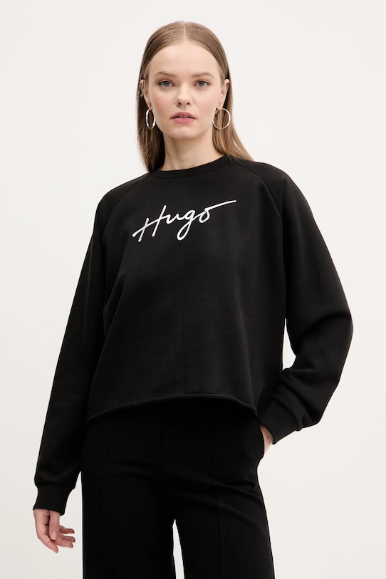 HUGO hanorac de bumbac print negru 50534271
